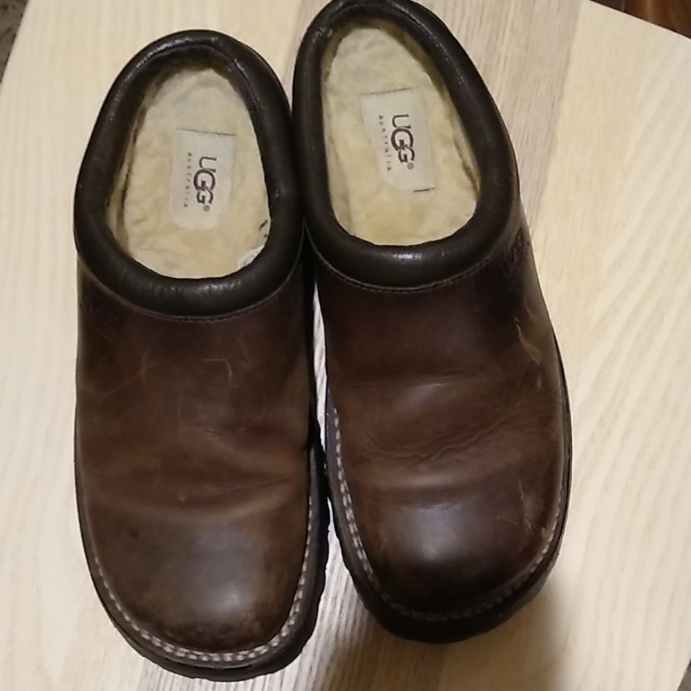 UGG Brown Leather Mules